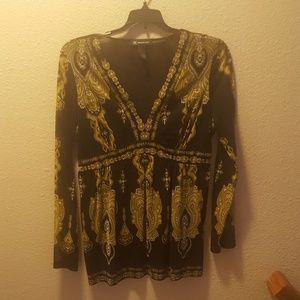 Black and gold sheer sleeve tunic